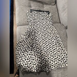 Anthropologie Black and Cream Strapless Dress